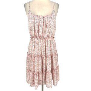 Calista Floral Tiered A-Line Mini Dress Size Large Pink Orange NWT